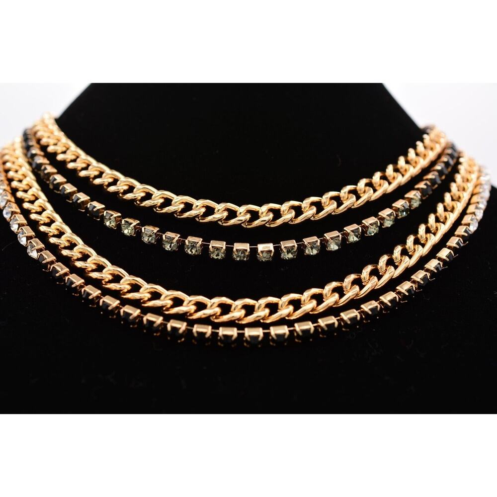 Ann Taylor Gold and Black Layered Necklace